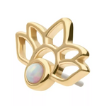 14K Gold Threadless Half Lotus White Opal Top