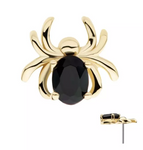 14K Gold Threadless Spider Oval Black CZ Top