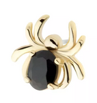 14K Gold Threadless Spider Oval Black CZ Top