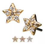 14K Gold Threadless Star Multi CZ/Swarovski Top (4 options)