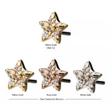 14K Gold Threadless Star Multi CZ/Swarovski Top (4 options)