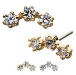 14K Gold Threadless Trinity Prong-Set CZ/Swarovski Top (4 options)