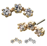 14K Gold Threadless Trinity Prong-Set CZ/Swarovski Top (4 options)