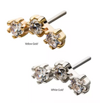 14K Gold Threadless Trinity Prong-Set CZ/Swarovski Top (4 options)