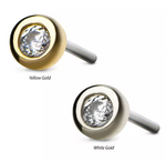 14K Gold Threadless Bezel-Set CZ/Swarovski Top (3 options)