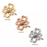 14K Gold Threadless Hollow Clover CZ Top (3 colors)