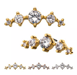 14K Gold Curve Prong-Set 5 CZ/Swarovski Top (4 options)