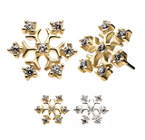 14K Gold Threadless Snowflake CZ Top (2 colors)