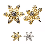 14K Gold Threadless Snowflake Center CZ Top (2 colors)