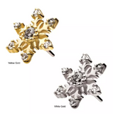 14K Gold Threadless Snowflake Center CZ Top (2 colors)