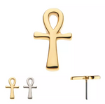 14K Gold Threadless Ankh Top (2 colors)