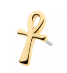 14K Gold Threadless Ankh Top (2 colors)