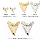 14K Gold Threadless Megalodon Shark Tooth Top (6 options)