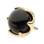 14K Gold Threadless Prong Black Onyx Top (2 colors)