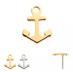 14K Gold Threadless Anchor Top (2 colors)