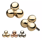 14K Gold Threadless Tri Ball Top (4 options)