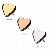 14K Gold Threadless Heart Top (3 colors)