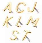 14K Gold Threadless Alphabet, Numbers, Symbols Top (35 options)