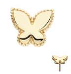 14K Gold Threadless Beaded Edge Butterfly Top