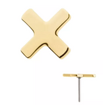 14K Gold Threadless Letter X Top