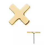 14K Gold Threadless Letter X Top