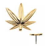 14K Gold Threadless Pot Leaf Top