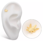 14K Gold Threadless Pot Leaf Top