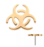 14K Gold Threadless Biohazard Symbol Top