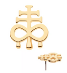 14K Gold Threadless Dripping Leviathan Cross Top