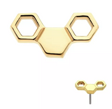 14K Gold Threadless Cut Out Honeycomb Top