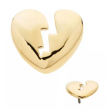 14K Gold Threadless Broken Heart Top