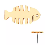 14K Gold Threadless Fish Bone Top