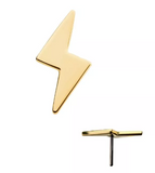 14K Gold Threadless Lightning Bolt Top