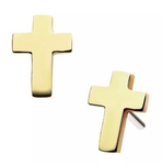 14K Gold Threadless Solid Cross Top