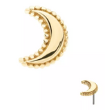 14K Gold Threadless Beaded Edge Moon Top