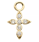 14K Gold Cross Bezel-Set CZ Charm