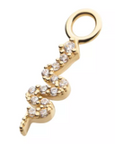 14K Gold Snake CZ Charm