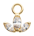 14K Gold Trinity Marquise CZ Charm