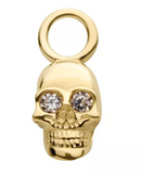 14K Gold Skull CZ Charm