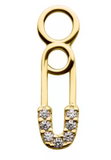 14K Gold Safety Pin CZ Charm