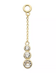 14K Gold CZ Bezel 3-Cluster Chain Dangle Charm