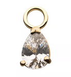 14K Gold Prong-Set Pear CZ Charm