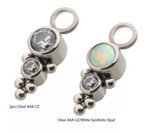 Titanium Beads & 2-CZ/Opal Trinity Charm (2 colors)