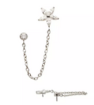 Titanium Threadless Flower & Round CZ Chain Dangle Top