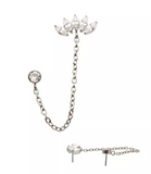 Titanium Threadless Fan & Round CZ Chain Dangle Top