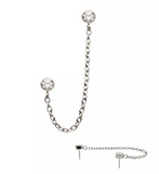 Titanium Threadless Double Round CZ Chain Dangle Top