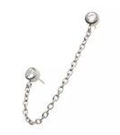 Titanium Threadless Double Round CZ Chain Dangle Top