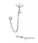 Titanium Threadless Trinity & Double Round CZ Chain Dangle Top