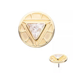 14K Gold Threadless Iron Man Arc Reactor CZ Top