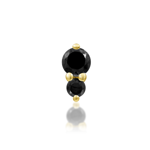 14K Gold Aman Black CZ Threadless End